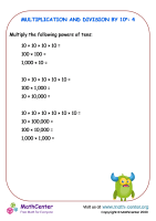Multiplication and division by tens - Worksheet No.4