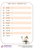 Times table 12 - worksheet no.2