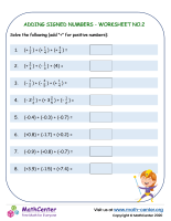 Adding Signed Numbers - worksheet no.2