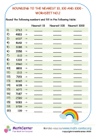 Rounding to the nearest 10, 100 and 1000 - worksheet no.2