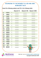 Rounding to the nearest 10, 100 and 1000 - worksheet no.4