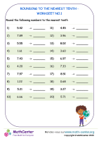 Rounding to the nearest tenth - worksheet no.1