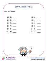 Subtraction To 13 