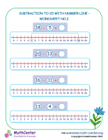 Subtraction To 20 With Number Line – Worksheet No.2