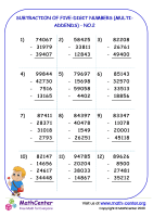 Subtraction of five-digit numbers (multi-addends ) - no.2