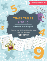 Multiplication tables for numbers 6 to 10