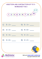 Addition And Subtraction Up To 5 - Worksheet No.1