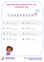 Addition And Subtraction Up To 5 - Worksheet No.3