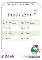 Addition Up To 12 - Worksheet No.2