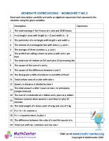 Generate expressions - Worksheet no.3