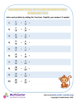 Adding Fractions with Like Denominators - Worksheet no.2