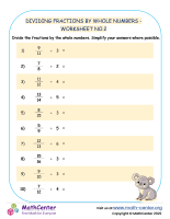 Dividing Fractions by Whole Numbers - Worksheet no.2