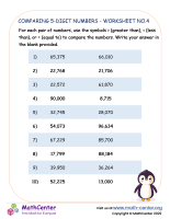 Comparing 5-digit numbers - worksheet no.4