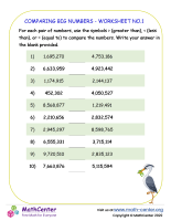 Comparing big numbers - worksheet no.1