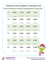 Ordering 4-Digit Numbers - Worksheet No.2