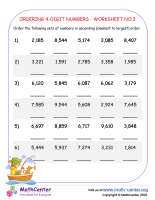 Ordering 4-Digit Numbers - Worksheet No.3