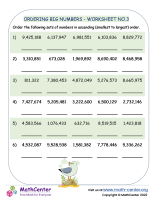 Ordering big numbers - worksheet no.3