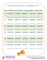 Ordering big numbers - worksheet no.4