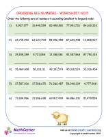 Ordering big numbers - worksheet no.5