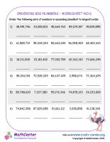 Ordering big numbers - worksheet no.6