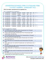 Converting Expanded Form to standard Form: 7-8-Digit Numbers - Worksheet no.2