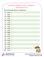 Expanded Form of 4-Digit Numbers - Worksheet no.2