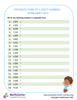 Expanded Form of 4-Digit Numbers - Worksheet no.3