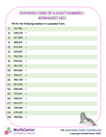 Expanded Form of 6-Digit Numbers - Worksheet no.1