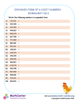 Expanded Form of 6-Digit Numbers - Worksheet no.2