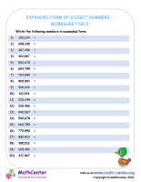 Expanded Form of 6-Digit Numbers - Worksheet no.3