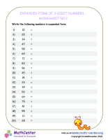 Expanded Form of 2-Digit Numbers - Worksheet no.1