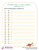 Expanded Form of 2-Digit Numbers - Worksheet no.3
