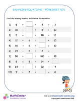 Balancing Equations - Worksheet No.1