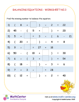 Balancing Equations - Worksheet No.3