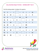 Balancing Equations - Worksheet No.4