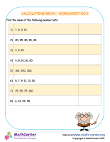 Calculating Mean - Worksheet No.2