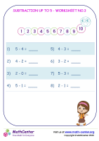 Subtraction Up To 5 - Worksheet No.3