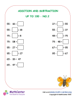 Addition and subtraction up to 100 - Worksheet No.2
