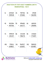 Addition of five-digit numbers (with regrouping) - no.5