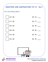 Addition and subtraction to 13 - No.2