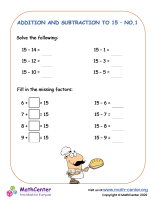 Addition and subtraction to 15 – No.1