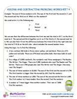 Addition and subtraction Problems Worksheet 2