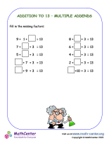 Addition to 13 – multiple addends