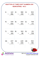 Addition of three digit numbers (no regrouping) - no.2