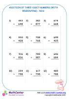 Addition of three-digit numbers (with regrouping ) - no.6