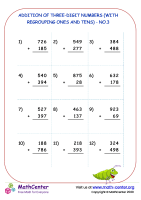 Addition of three-digit numbers (with regrouping ones and tens) - no.3