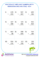 Addition of three-digit numbers (with regrouping ones and tens) - no.4