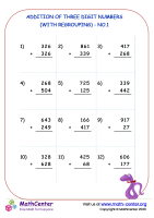 Addition of three-digit numbers (with regrouping ones) - no.1