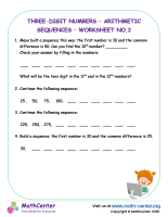 Three-digit numbers – Arithmetic sequences – Worksheet No.2