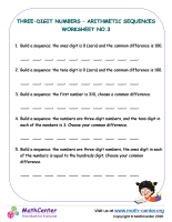 Three-digit numbers – Arithmetic sequences – Worksheet No.3